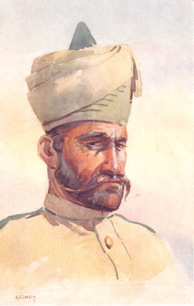 INDIA. 40th Pathans Malikdin Khel(Afridi) 1911 old antique print picture